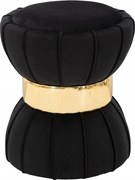 Taburet din velur cu detaliu auriu, 40 cm, gri