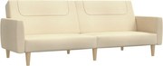 vidaXL Canapea extensibilă cu 2 locuri, crem, material textil
