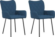 vidaXL Scaune de bucătărie, 2 buc., albastru, textil