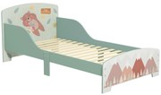 ZONEKIZ Pat pentru Copii 3-6 Ani cu Margini Înălțate și Design cu Animale, 77x143x60 cm, Verde | Aosom Romania