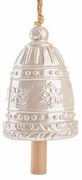 Clopoțel mare din ceramică cu fulgi de zăpadă, 16 cm, crem perlat
