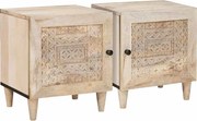 vidaXL Dulap de noapte 2 pcs Bej 40 x 33 x 46 cm Lemn masiv de acacia