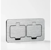 Priză dublă încastrabilă de podea de exterior Brilagi IP55 crom mat dreptunghiular