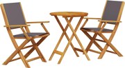 vidaXL Set mobilier bistro, 3 piese, textil antracit/lemn masiv