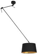 Lampă suspendată neagră cu abajur din bumbac negru și auriu 35 cm - Blitz
