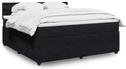 vidaXL Pat box spring cu saltea, negru, 180x200 cm, catifea