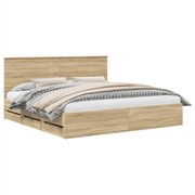 vidaXL Cadru de pat Stejar Sonoma 200 x 200 cm Lemn Ingineresc