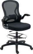 Vinsetto Scaun de Birou Ergonomic, Scaun Rotativ din Plasă, Reglabil pe Înălțime cu Suport pentru Picioare și Cotiere Rabatabile, Capacitate 120kg, Negru | Aosom Romania