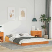 vidaXL Cadru de pat Maro ceruit 135 x 190 cm Lemn masiv de pin