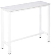 HOMCOM Masă de Bar Masă Înaltă cu Blat din Melamină Efect de Marmură și Picioare din Oțel Stil Modern pentru Bucătărie Cafenea Sufragerie 120x40x100 cm Alb | Aosom Romania