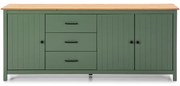 Comodă verde/în culoare naturală joasă din lemn masiv de pin 190x80 cm Miranda – Marckeric