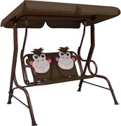 vidaXL Balansoar pentru copii, maro, 115 x 75 x 110 cm, textil
