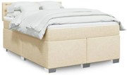 vidaXL Pat continental cu saltea, crem, 140x200 cm, material textil