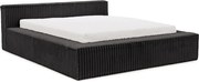 Pat matrimonial negru tapițat cu spațiu de depozitare cu somieră 180x200 cm Cloe – Ropez