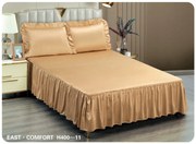 Husa Pat din Satin cu Volanase + 2 Fete de Perna, Bej Inchis