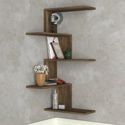 Etajera de perete pentru colt UnicUtil, 52 x 52 x 109 cm, Maro