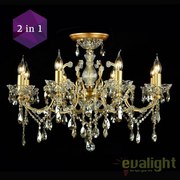 Candelabru cristal cu 8 brate Sevilla 2 in 1 auriu MYDIA004-08-G