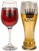 Pahare pentru cuplu King și Queen, 600 ml și430 ml.