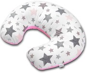 Perna pentru alaptare multifunctionala 3 in 1 Kidizi Celia Pink Stars, poate fi utilizat ca si suport tummy time si fotoliu bebe