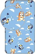 Cearceaf pentru copii albastru din bumbac pentru pat de o persoană cu elastic 90x200 cm Bluey – Jerry Fabrics