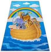 BAMBINO 2685 covor lavabil Animale, Barcă pentru copii anti-alunecare - albastru / maro