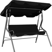 Outsunny Balansoar de Grădină 3 Locuri cu Acoperiș Reglabil și Perne Moi din Poliester, Capacitate 240 kg, 170x110x153 cm, Negru | Aosom Romania