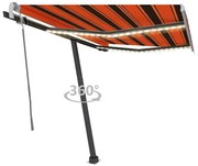vidaXL Copertină retractabilă manual cu LED portocaliu&amp;maro 350x250 cm