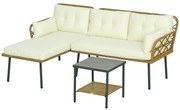 Outsunny Set de Mobilier de Terasa din 3 Piese cu Canapea Sofa | Aosom Romania