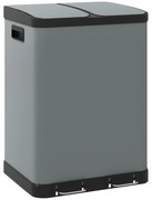 HOMCOM Coș de gunoi dublu, 2 x 30L, rezistent la amprente, Pedală, tăvi interioare detașabile, Gri | Aosom Romania