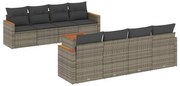 vidaXL Set canapele de grădină, 9 piese, cu perne, gri, poliratan