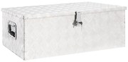 vidaXL Cutie de depozitare, argintiu, 90x47x33,5 cm, aluminiu