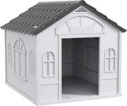 PawHut Cușcă pentru Câini cu Acoperiș Înclinat și Ușă 84.2x98.2x82 cm Gri | Aosom Romania