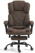 Scaun directorial, suport picioare, funcție recliner, textil, Maro