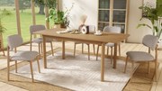 MAZZONI EXPORT ALDO Bej Latte (material Monza 60)/cadru stejar lăcuit - SCAUN DIN LEMN BOUCLÉ PENTRU SALON SUFRAGERIE BUCĂTĂRIE RETRO