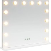 vidaXL Oglindă LED pentru Vanity Alb 50 x 10 x 44 cm Sticlă și Oțel
