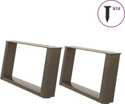 vidaXL Picioare pentru măsuță de cafea în formă de U, 2 buc., oțel natural, 60 x (30-31) cm