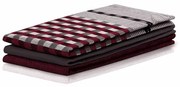 DecoKing Prosop bucătărie Louie, bordo și negru, 50 x 70 cm, set 3 buc.