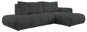 Canapea colțar extensibilă ALMADA, tapițată, cu spațiu de depozitare, în L, dreapta, antracit