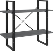 vidaXL Bibliotecă cu 2 rafturi, gri, 80x30x70 cm, lemn masiv de pin