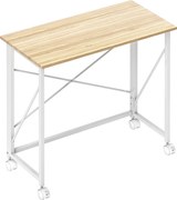 HOMCOM Masă pliabilă de 80 cm pe roți - Ton natural | Aosom Romania