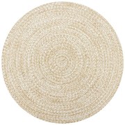 vidaXL Covor manual, alb și natural, 90 cm, iută