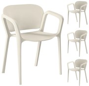 Outsunny Set 4 Scaune de Grădină Stivuibile cu Brațe, Rezistente la Raze UV și Impermeabile, 60x56x75 cm, Alb | Aosom Romania