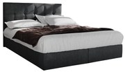 Pat matrimonial Boxspring 140 cm Porto (negru) ( cu saltea și sp. depozitare). 1047304