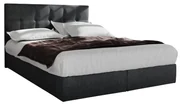 Pat matrimonial Boxspring 140 cm Porto (negru) ( cu saltea și sp. depozitare). 1047304