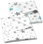 Set 2 paturici duble din bumbac si flanel 100x75 cm Kidizi Mint Stars