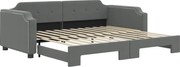 vidaXL Pat de zi cu extensie, gri închis, 100x200 cm, textil