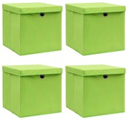 vidaXL Cutii depozitare cu capace 4 buc. verde, 32x32x32 cm, textil