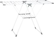 HOMCOM Uscător de Rufe cu 2 Niveluri Reglabil pe 4 Înălțimi Diferite, Uscător din Metal și Plastic, 156.5x61.5x97 cm, Alb | Aosom Romania