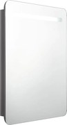 vidaXL Dulap de baie cu oglindă și LED, gri strălucitor, 60x11x80 cm