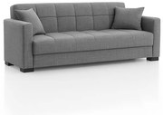 Canapea extensibila Maris, 3 locuri, material textil, gri, lada depozitare